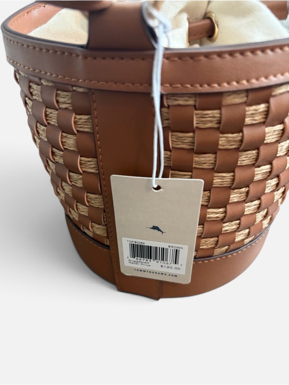 NEW Tommy Bahama 2026 Cinch Drawstring Mini Bucket Satchel Crossbody Bag NWT - Picture 9 of 13